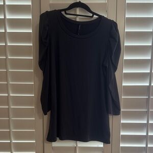 Savvi, Large, Dark Grey 3/4, Puff/Ruffled sleeve top